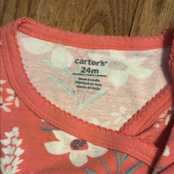 Kids Floral and Coral Tops with Denim Vest and 2 Pants - Picture 9 of 10